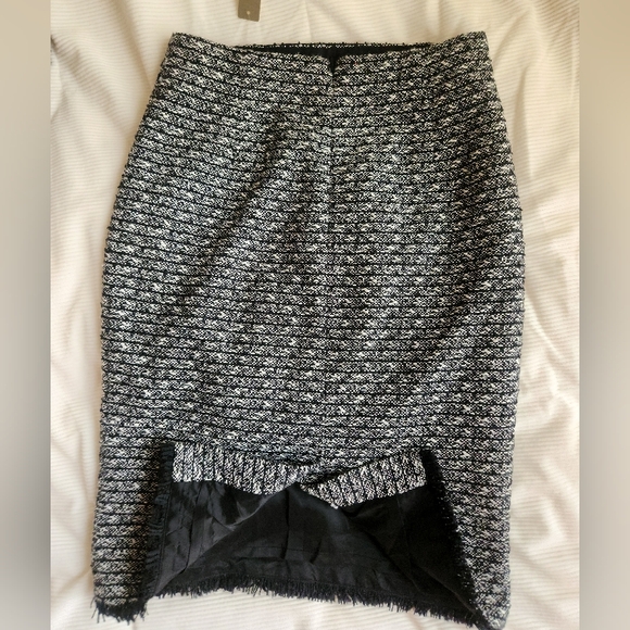 J.crew set woven Tweed Fringe Cropped Jacket/Blazer 4 & skirt 2 navy/off white - Picture 14 of 16